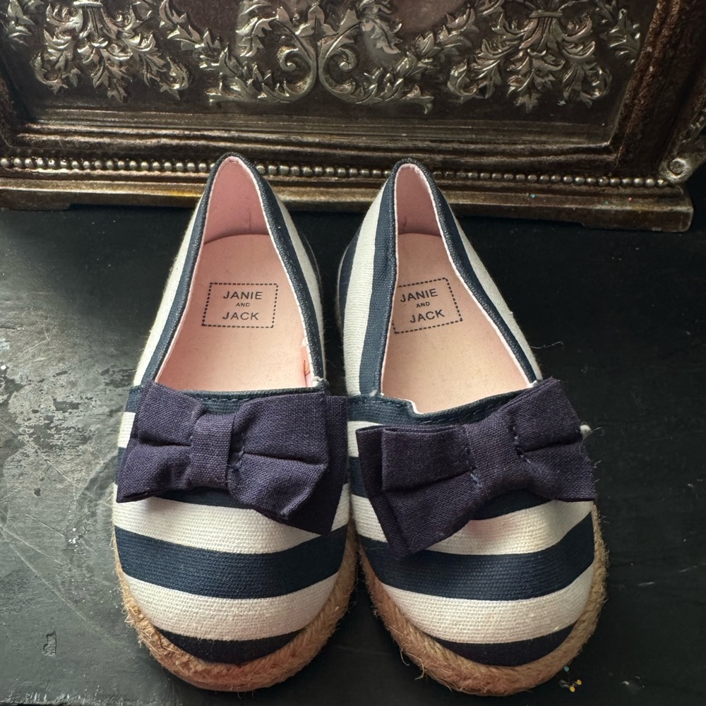 Janie and Jack Navy and White Striped Espadrille